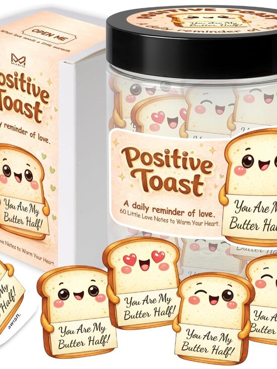 Accessories - Positive Toast Jar – Cute Toast Love Notes with 60 Romantic Messages, Gifts for